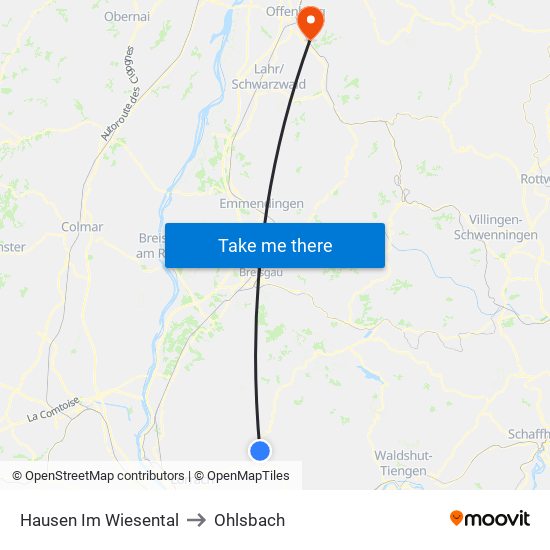 Hausen Im Wiesental to Ohlsbach map