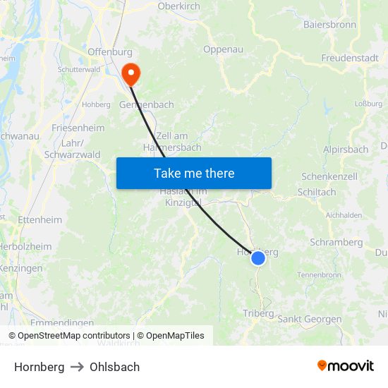 Hornberg to Ohlsbach map