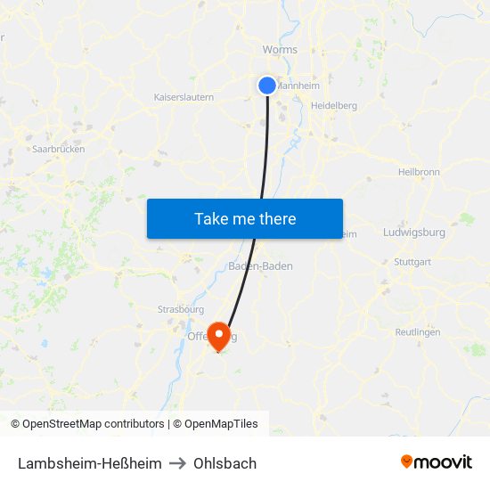 Lambsheim-Heßheim to Ohlsbach map