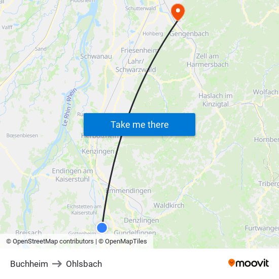 Buchheim to Ohlsbach map