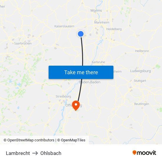 Lambrecht to Ohlsbach map