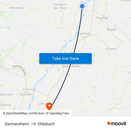 Germersheim to Ohlsbach map