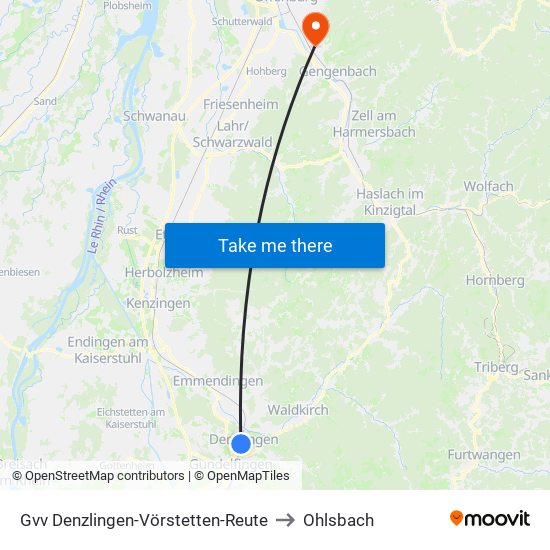 Gvv Denzlingen-Vörstetten-Reute to Ohlsbach map