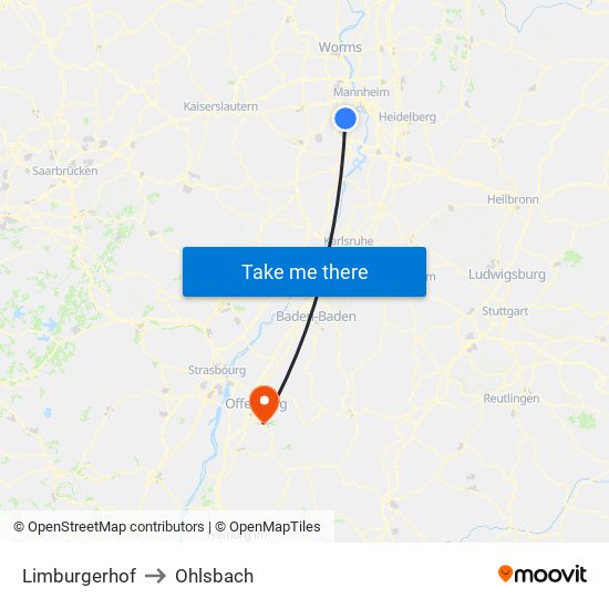 Limburgerhof to Ohlsbach map