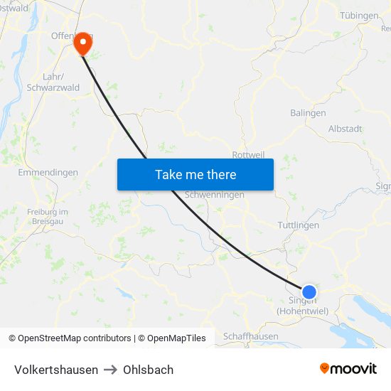 Volkertshausen to Ohlsbach map