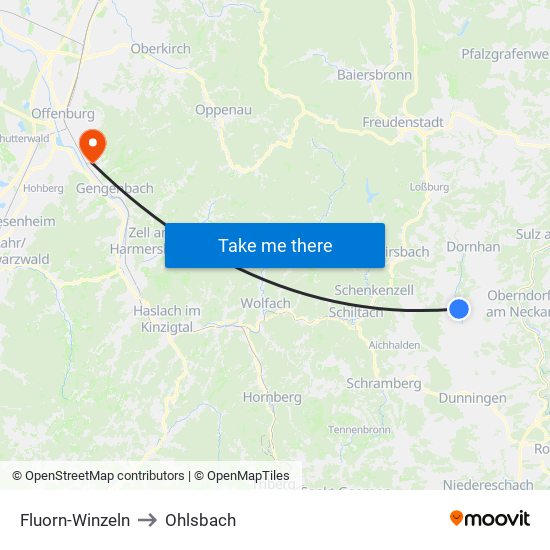 Fluorn-Winzeln to Ohlsbach map