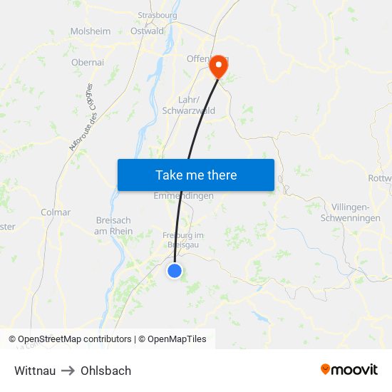 Wittnau to Ohlsbach map