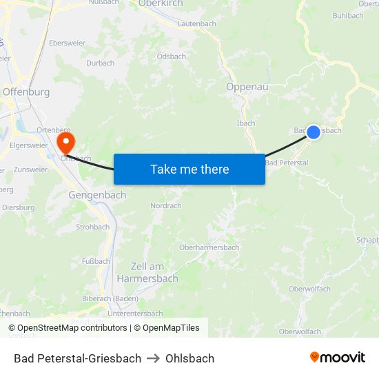 Bad Peterstal-Griesbach to Ohlsbach map