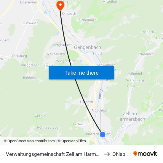 Verwaltungsgemeinschaft Zell am Harmersbach to Ohlsbach map