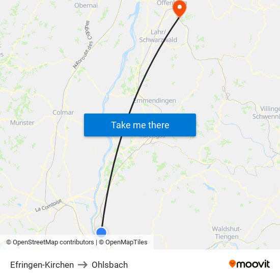 Efringen-Kirchen to Ohlsbach map