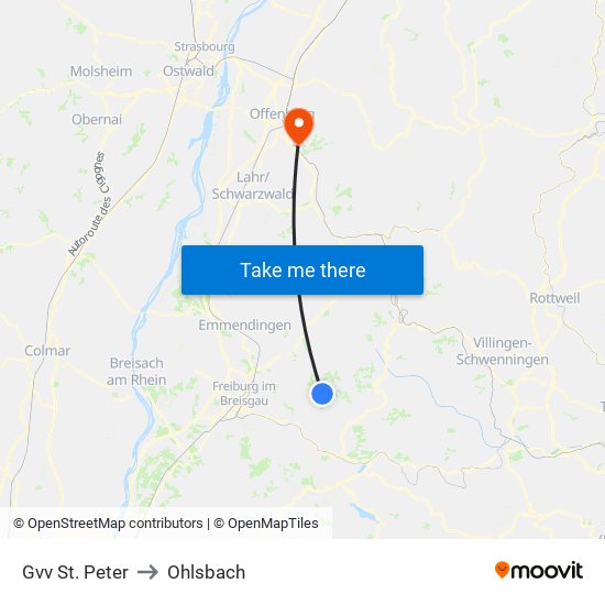 Gvv St. Peter to Ohlsbach map