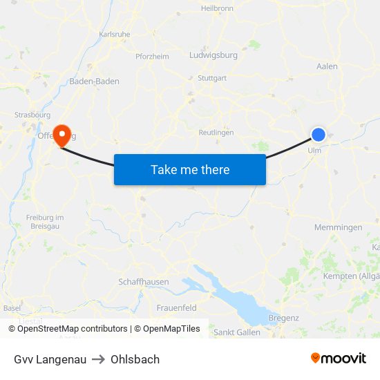 Gvv Langenau to Ohlsbach map