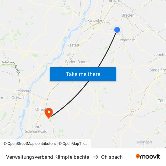 Verwaltungsverband Kämpfelbachtal to Ohlsbach map