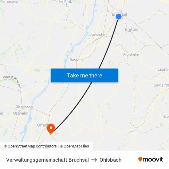 Verwaltungsgemeinschaft Bruchsal to Ohlsbach map