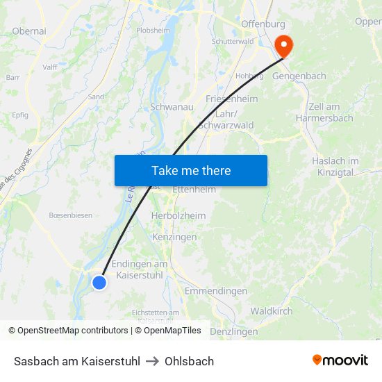 Sasbach am Kaiserstuhl to Ohlsbach map