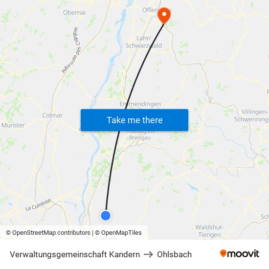 Verwaltungsgemeinschaft Kandern to Ohlsbach map