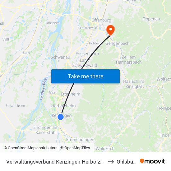 Verwaltungsverband Kenzingen-Herbolzheim to Ohlsbach map