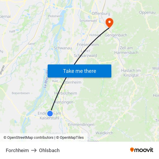 Forchheim to Ohlsbach map