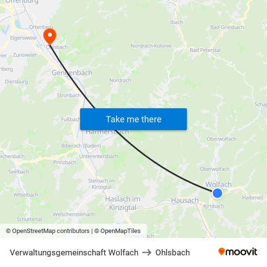 Verwaltungsgemeinschaft Wolfach to Ohlsbach map