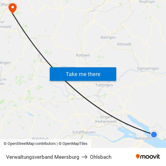 Verwaltungsverband Meersburg to Ohlsbach map