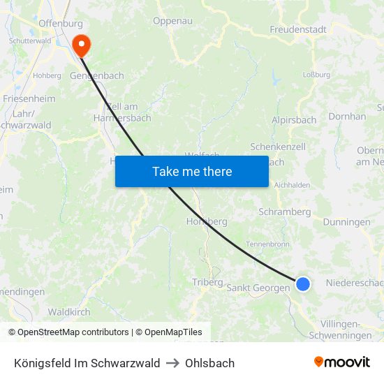 Königsfeld Im Schwarzwald to Ohlsbach map