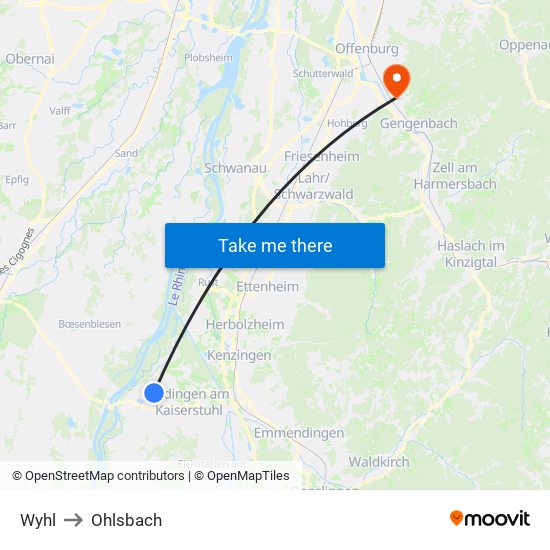 Wyhl to Ohlsbach map