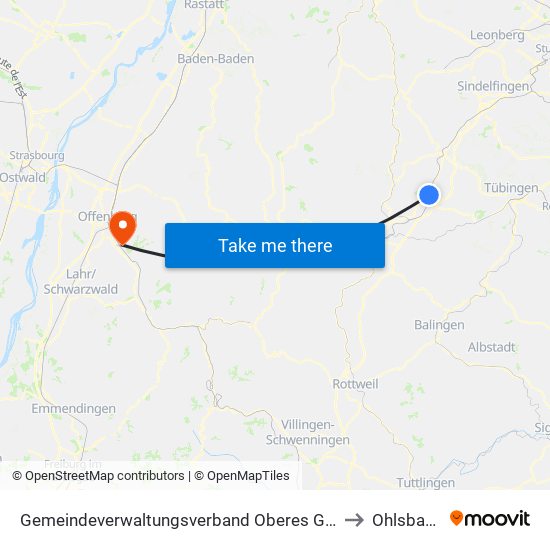 Gemeindeverwaltungsverband Oberes Gäu to Ohlsbach map