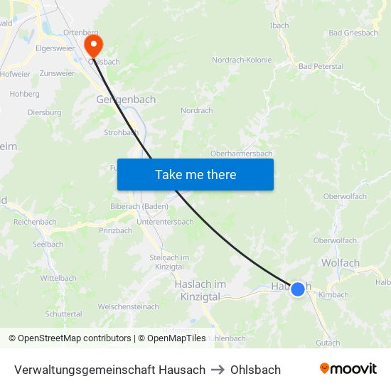 Verwaltungsgemeinschaft Hausach to Ohlsbach map