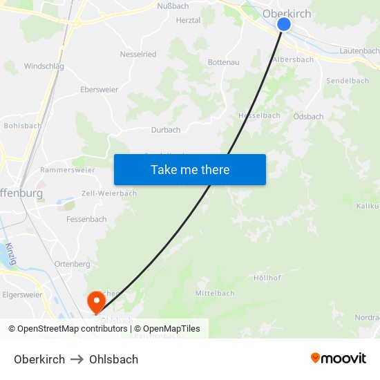 Oberkirch to Ohlsbach map