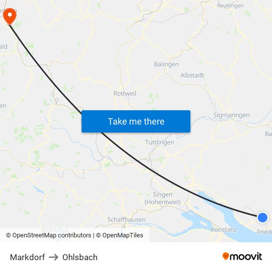 Markdorf to Ohlsbach map