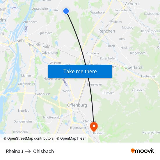 Rheinau to Ohlsbach map