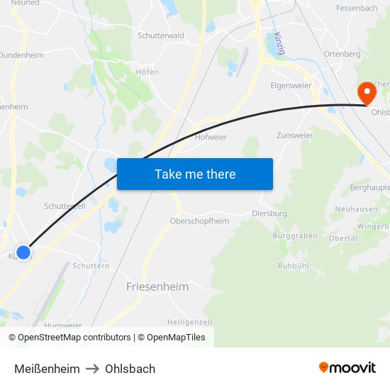 Meißenheim to Ohlsbach map