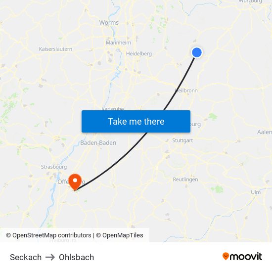 Seckach to Ohlsbach map