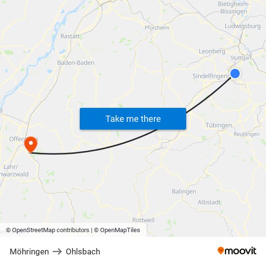 Möhringen to Ohlsbach map