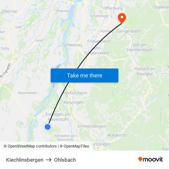 Kiechlinsbergen to Ohlsbach map