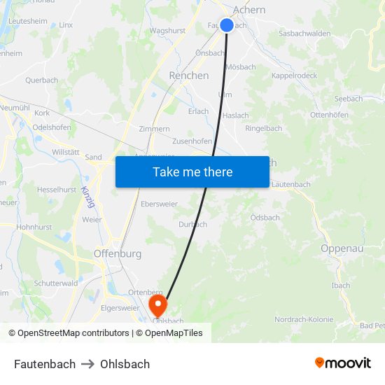 Fautenbach to Ohlsbach map