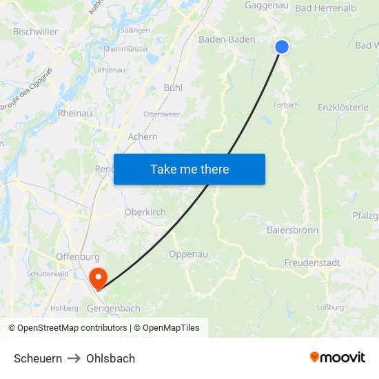 Scheuern to Ohlsbach map