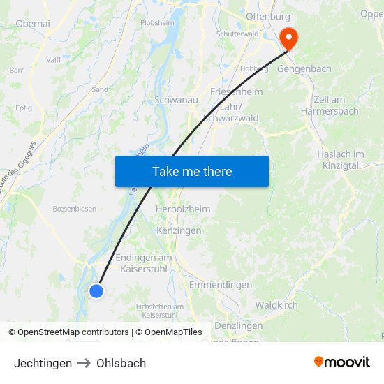 Jechtingen to Ohlsbach map