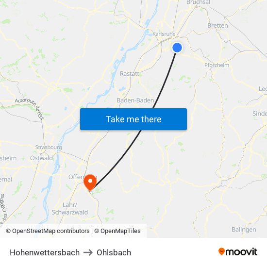 Hohenwettersbach to Ohlsbach map