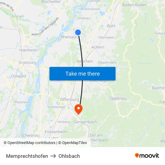 Memprechtshofen to Ohlsbach map