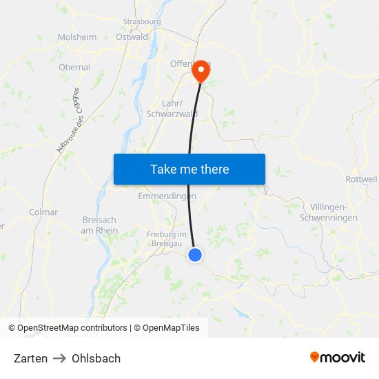 Zarten to Ohlsbach map