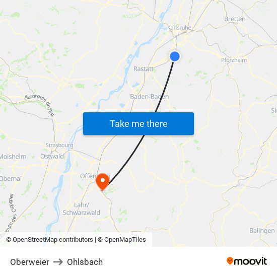 Oberweier to Ohlsbach map