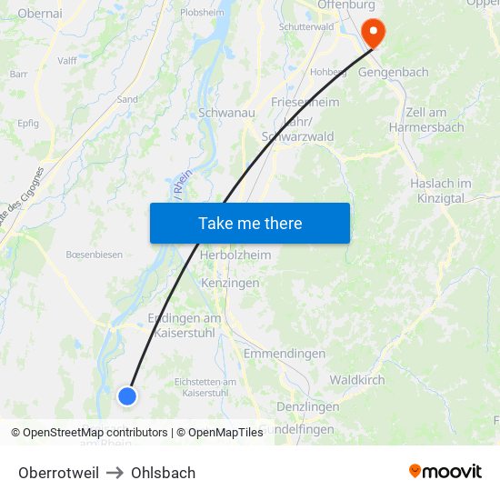 Oberrotweil to Ohlsbach map