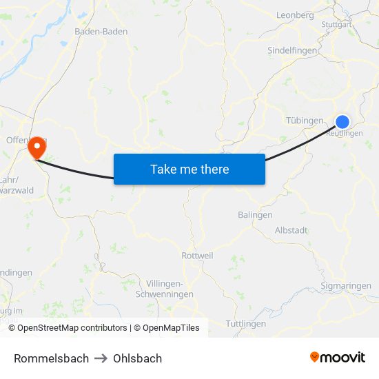 Rommelsbach to Ohlsbach map