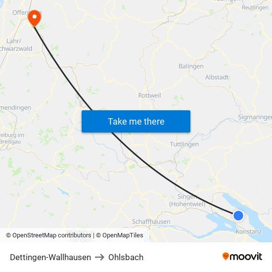 Dettingen-Wallhausen to Ohlsbach map