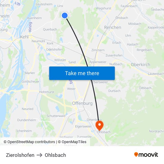 Zierolshofen to Ohlsbach map
