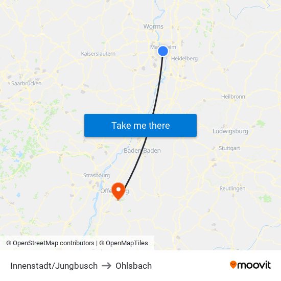 Innenstadt/Jungbusch to Ohlsbach map