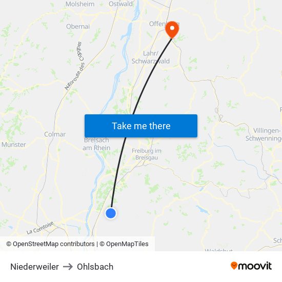 Niederweiler to Ohlsbach map