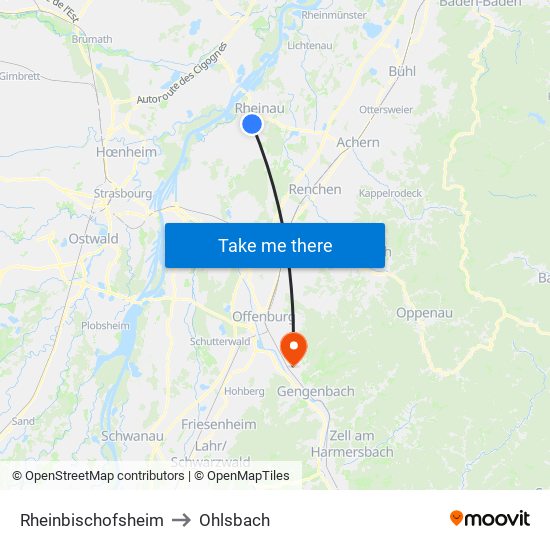 Rheinbischofsheim to Ohlsbach map