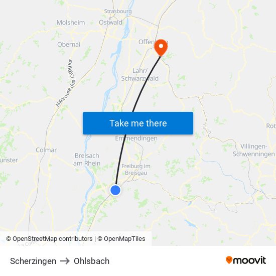 Scherzingen to Ohlsbach map